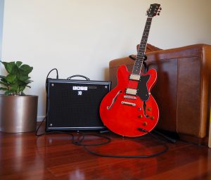 Artist Cherry58 ES-335 style guitar photographed for 2025 Australian review